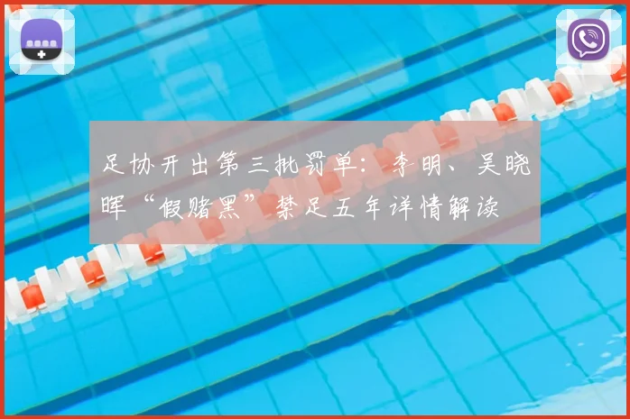 足协开出第三批罚单：李明、吴晓晖“假赌黑”禁足五年详情解读